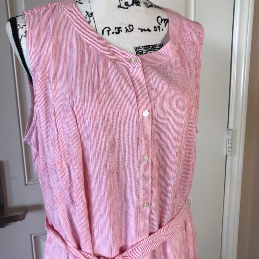 NWT LOFT Sleeveless Shirtdress Pink/White Striped - Picture 5 of 7